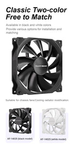 Teucer AF 14025 PC Case Cooling Fan 12V 4Pin PWM MHDB Hydraulic Bearing White 14CM Silent Fan for Computer Radiator Ventilator