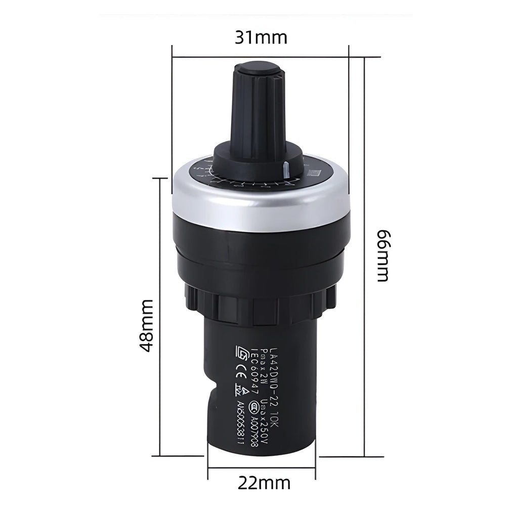 LA42DWQ-22 1/2/5/10/20/50/100/200/500K Ohm Variable Speed Drive Potentiometer 22mm Rotary Inverter Converter Resistance Switch