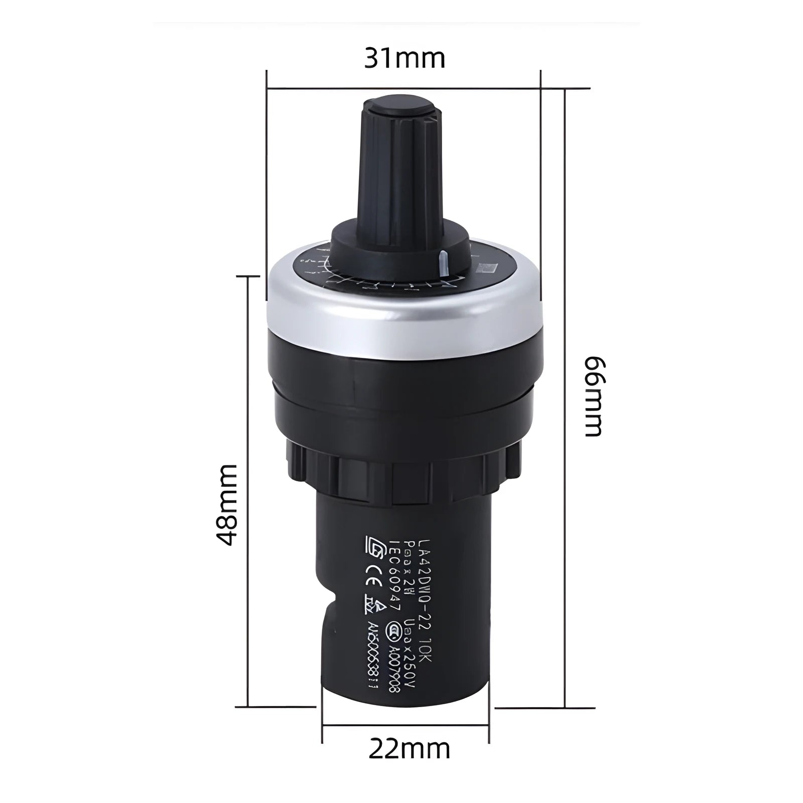 LA42DWQ-22 1/2/5/10/20/50/100/200/500K Ohm Variable Speed Drive Potentiometer 22mm Rotary Inverter Converter Resistance Switch