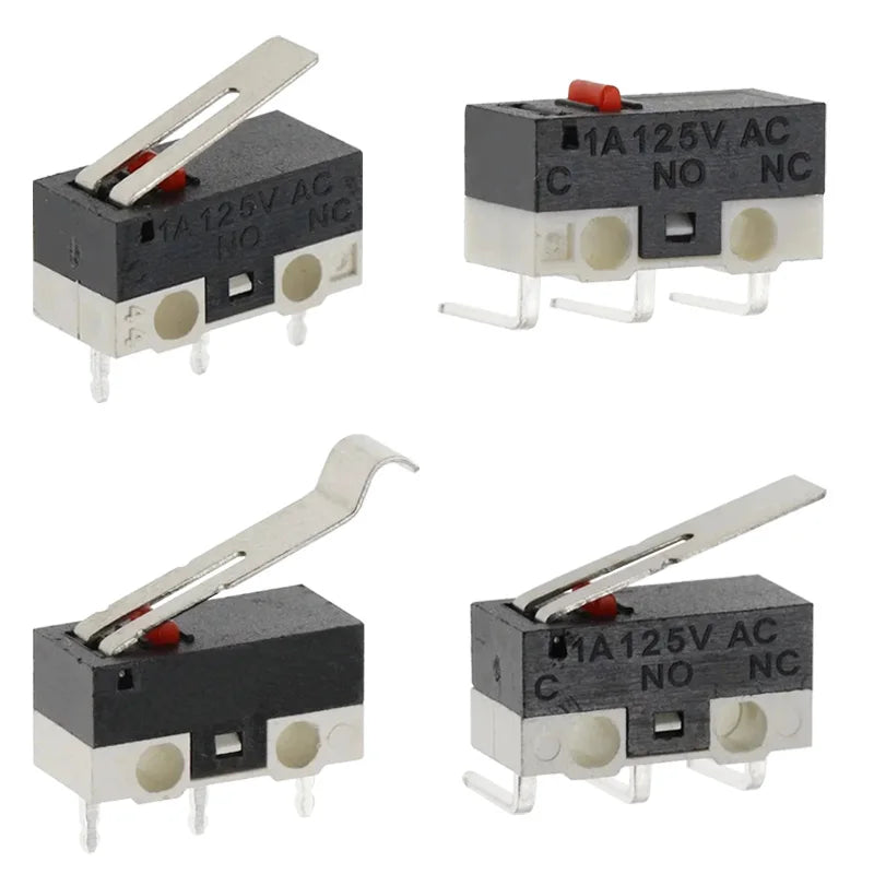 20Pcs Micro Limit Switch 3Pins Long Handle Roller Lever Arm SPDT Momentary Push Button Switch for Mouse DIY Accessories