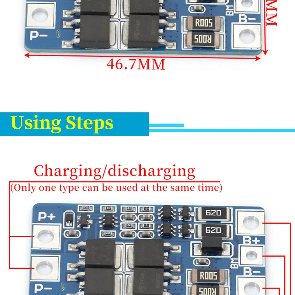 1-10Pcs 2S 10A 7.4V Li-Battery BMS Protection Board to 8.4V with Balanced Function / Overcharge Protection for 18650 Batteries
