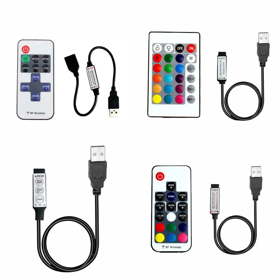 DC 5V USB LED Strip Light RGB Single Color Controller IR Bluetooth Remoter RF Wireless Remoter Control For LED Strip Light