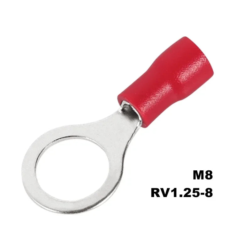 100PCS Ring Crimp Terminal M4/M5/M6/M8 Round Plugs Pre-insulated Ferrules Lugs For Splice Electricals Cable Wire End Connectors