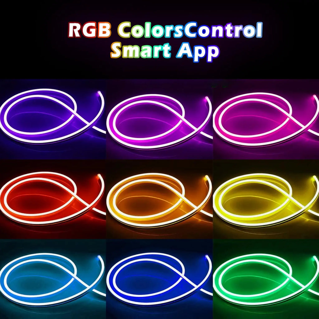 (EU PLUG) LED Neon Strip Light,5-30M Neon Rope With App 44key Remote Control For Home Decor Fairy Lighting