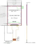 IPS 2.0 inch 14PIN SPI TFT LCD Display Color Capacitive Screen ST7789 Controller CST816D Touch IC 240(RGB)*320