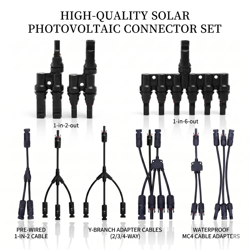 MC4 Solar Connector T Type Y Branch PV Panel Parallel Connection Waterproof IP67 Male Female 2Pcs Solar Cell Plug