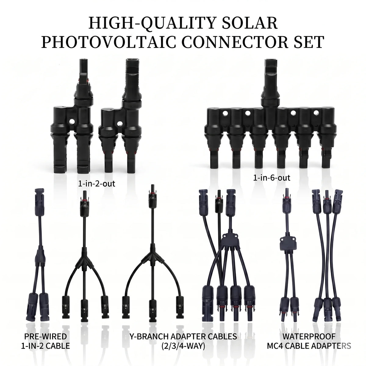MC4 Solar Connector T Type Y Branch PV Panel Parallel Connection Waterproof IP67 Male Female 2Pcs Solar Cell Plug