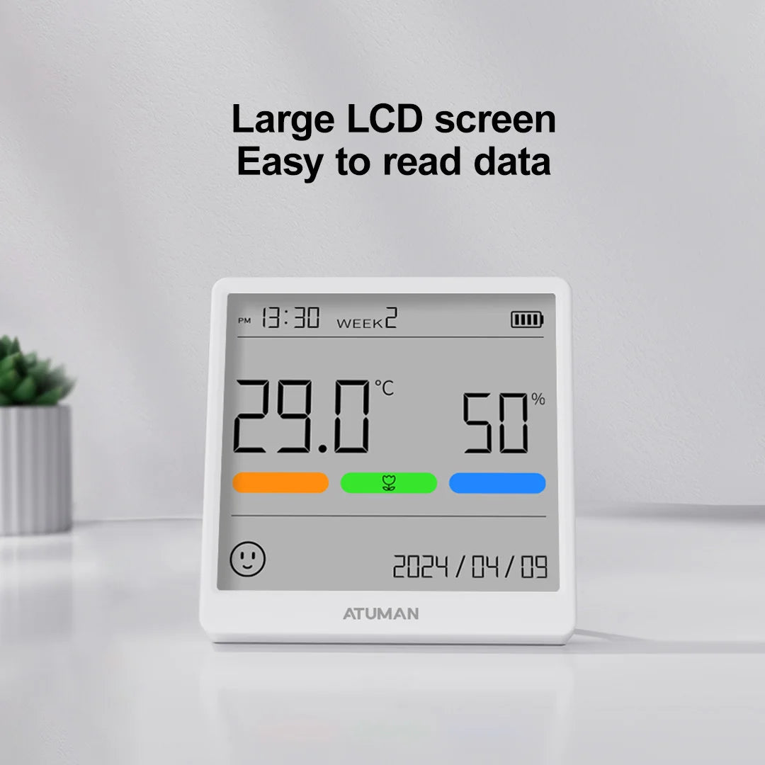 Duka THSE Temperature Humidity Meter Indoor Clock High-precision Digital Weather Stations Sensor for Home Type-C Rechargeable