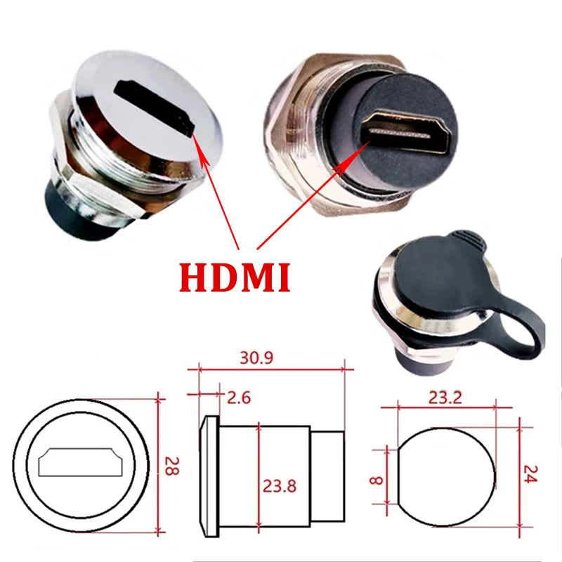 1Pcs Metal Round Socket Module D Type RJ45 Straight Through Network USB2.0 USB3.0 Connector Panel Mounting HDMI CAT6
