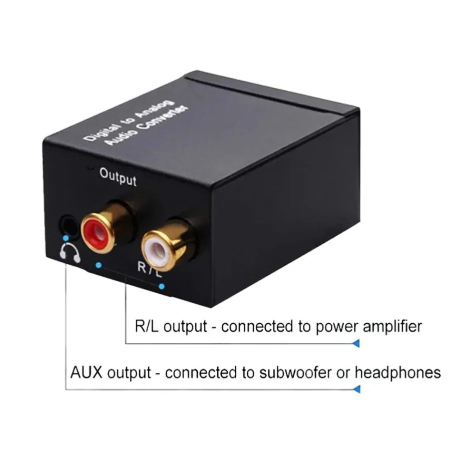 ADC Analog To Digital Audio Converter RCA to Optical Toslink Audio Adapter Analog Digital Fiber Toslink Coaxial Audio Converter