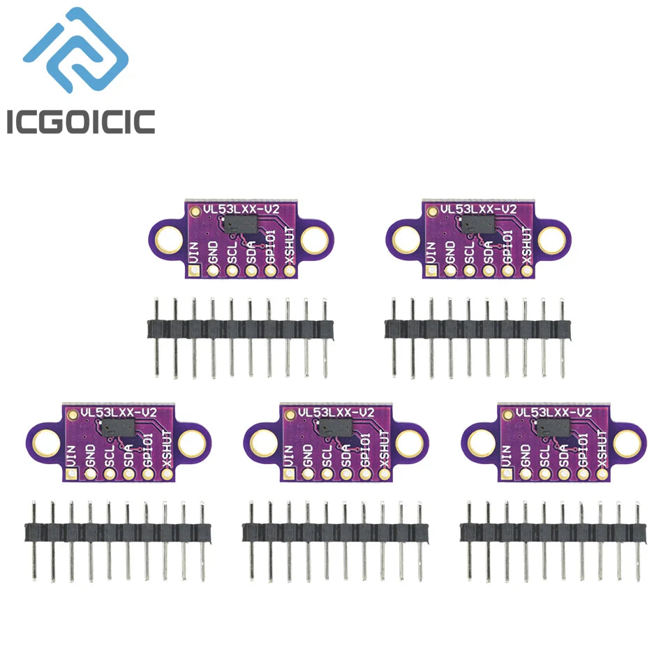1-10PCS VL53L0X Time-of-Flight (ToF) Laser Ranging Sensor Breakout 940nm GY-VL53L0XV2 Laser Distance Module I2C IIC with Pin