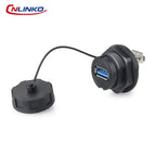 CNLINKO Front Nut Fix Female to Female USB2.0 USB3.0 Connector Panel Mount Socket Receptacles Waterproof IP67 Bayonet Connection