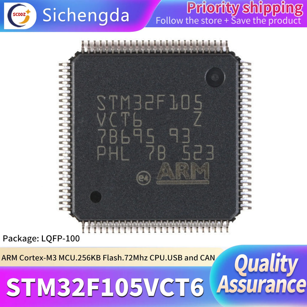 Original STM32F105VCT6 LQFP-100 ARM Cortex-M3 32-bit Microcontroller MCU
