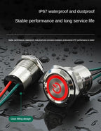 16/19/22mm IP67 Waterproof Metal Push Button Switch 10A High Current LED Light Momentary Latching Outdoor Power Switch Red Green