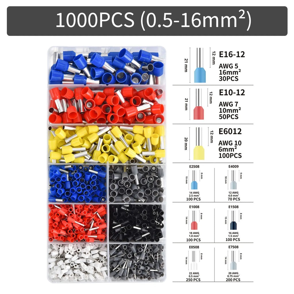 Tube Terminal Boxed Cable Connector Wire Ferrule Terminal Kit - Parallel Wiring Function for Wire Ends