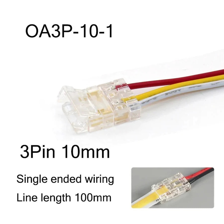COB Led Strip Connector Light Strip Wire Connectors 2 3 4 Pin L-shaped For 5 8 10mm Width PCB Single Color RGB CCT Strip