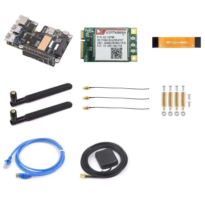 Raspberry Pi 5 PCIe to MiniPCIe 4G Gigabit Ethernet RJ45 USB HUB HAT With LTE Module SIM7600E SIM7600SA-H SIM7600G EC25-AUX EG25