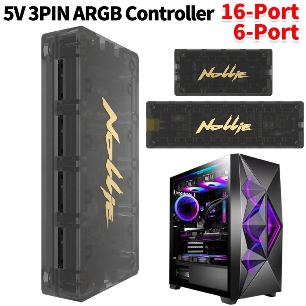 5V 3PIN ARGB Controller 8 Way Addressable ARGB Splitter Nollie SignalRGB OpenRGB for Computer PC Case Cooling Fans Light Strip