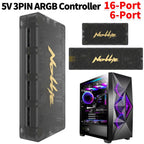 5V 3PIN ARGB Controller 8 Way Addressable ARGB Splitter Nollie SignalRGB OpenRGB for Computer PC Case Cooling Fans Light Strip