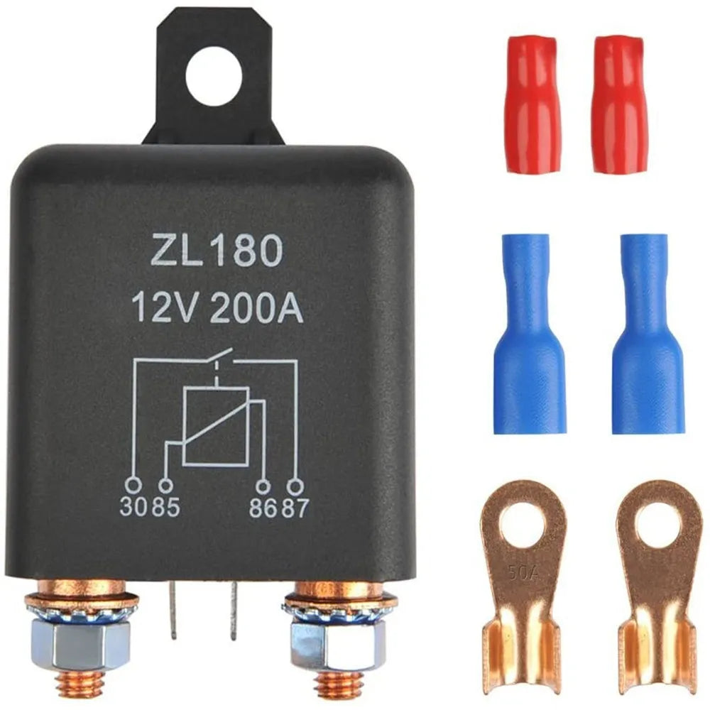 ZL180 12V 200A Relay Car Truck Engine Automobile Boat Car Starter Heavy Duty Split Charging with 2 Pin Footprint + 2 Terminal
