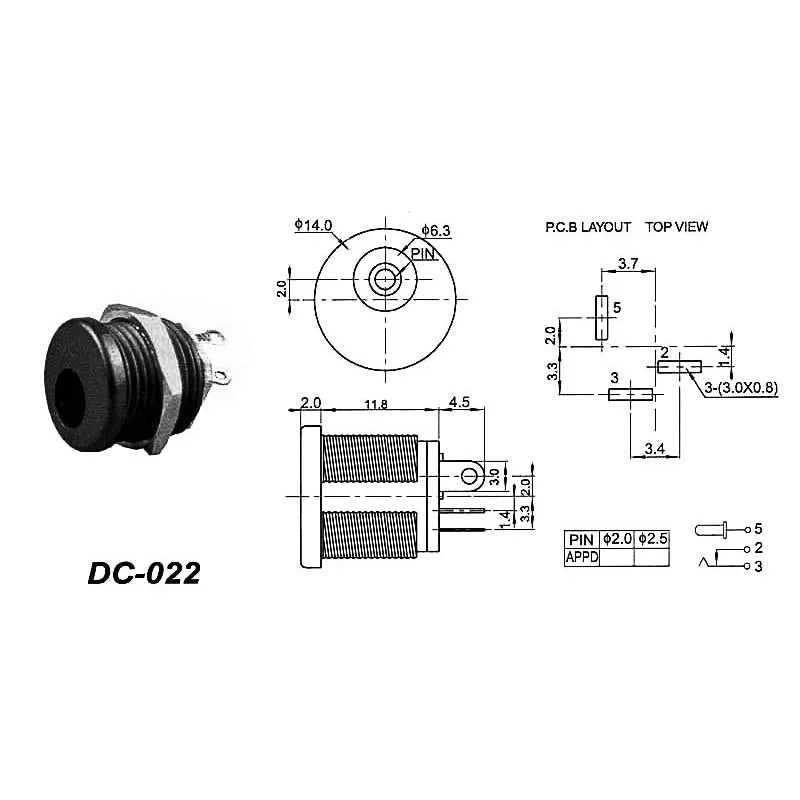 DC002/004/DC005/015 Power Socket 3.5x1.3mm 5.5x2.1mm 5.5x2.5mm DC Power Socket USB Three-Leg Direct Plug Socket Female Connector