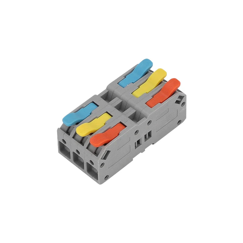 Fast Wire Connectors Universal Compact Terminal Block 6mm2 DIN Rail type Terminal 2 3 4 5 Pin Push-In Terminal Block With Lever