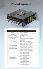 AS21 TPA3255 Bluetooth 5.2 2.1 Channel Power Audio Stereo Subwoofer Amplifier Board 300WX2+600W TREBLE Bass Note Tuning AMP