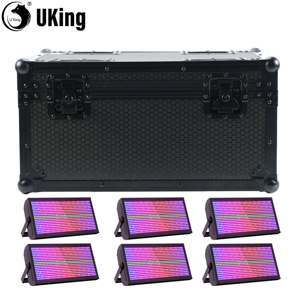 U'King 6Pcs 200W LED RGBW 48+8-Segment Strobe Lights With Flightcase/6Pcs Strobe Lights/Only 1Pcs Flightcase For Party Show KTV