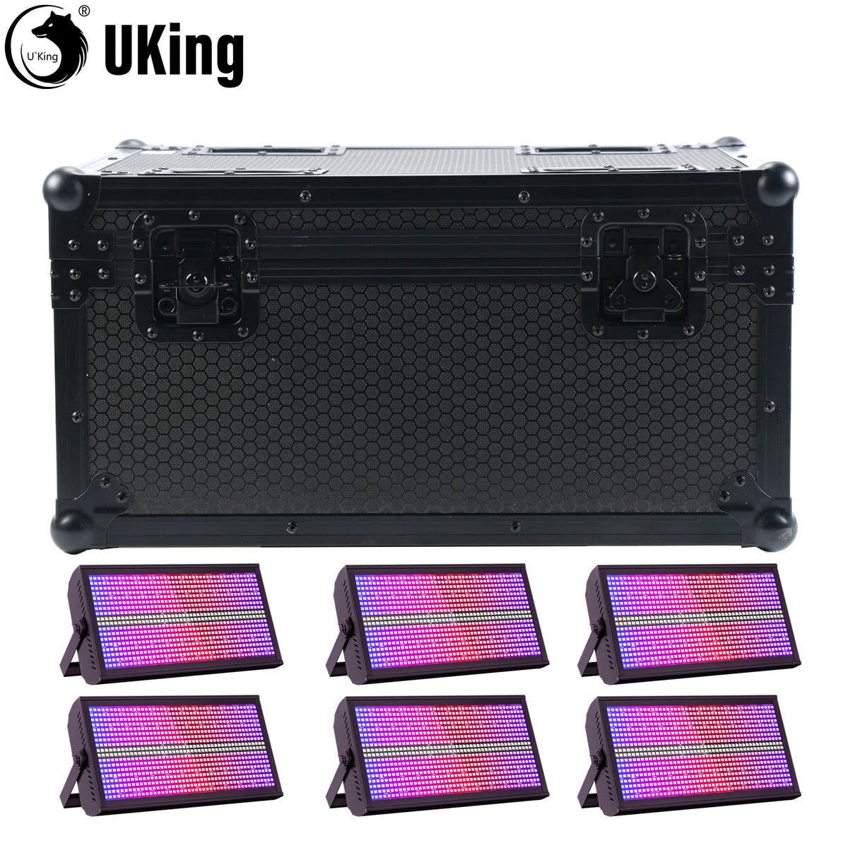 U'King 6Pcs 200W LED RGBW 48+8-Segment Strobe Lights With Flightcase/6Pcs Strobe Lights/Only 1Pcs Flightcase For Party Show KTV