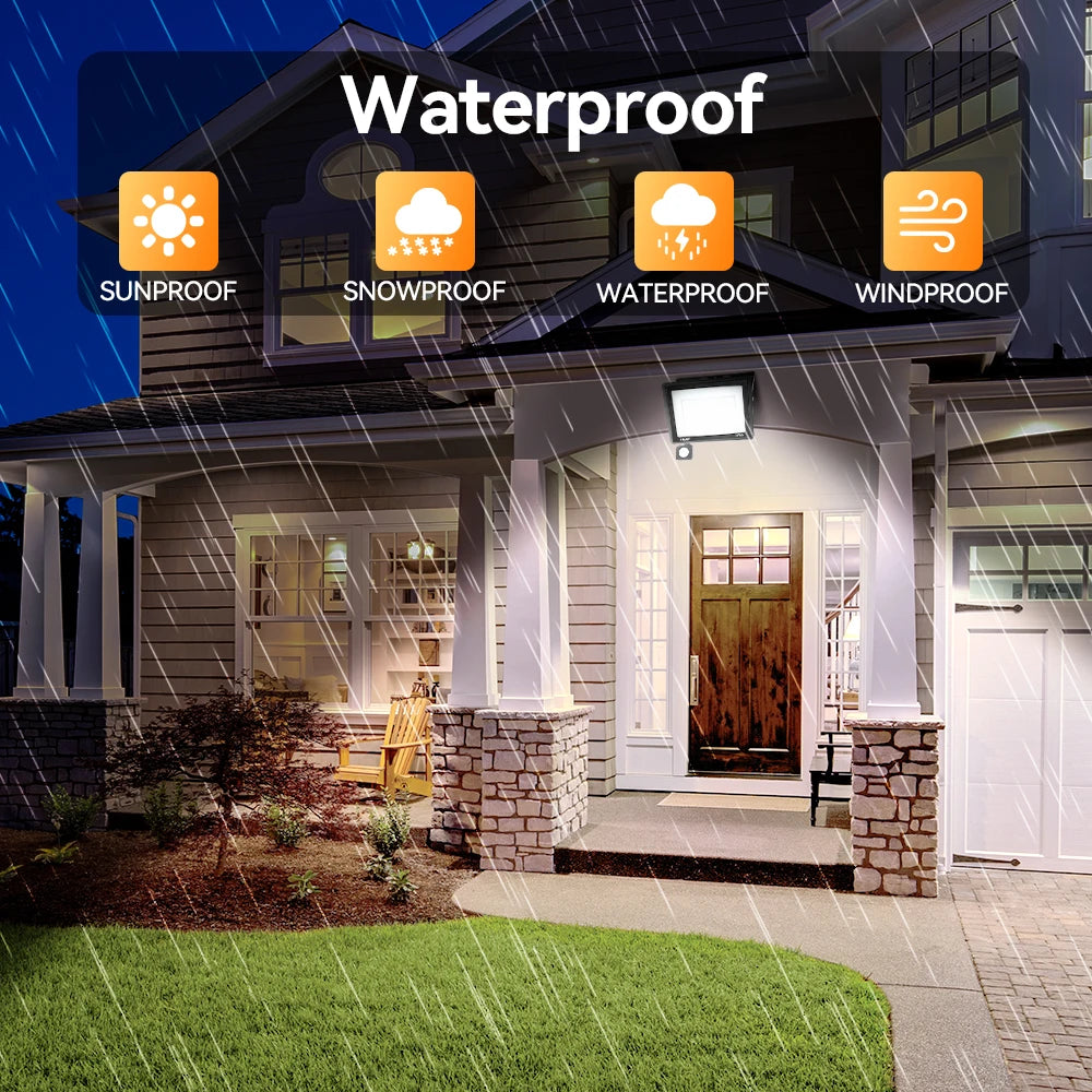 LED PIR Motion Sensor Floodlight Outdoor Wall Light White Light 100W 50W 30W 20W 10W IP66 Waterproof LED Spotlight For Garden