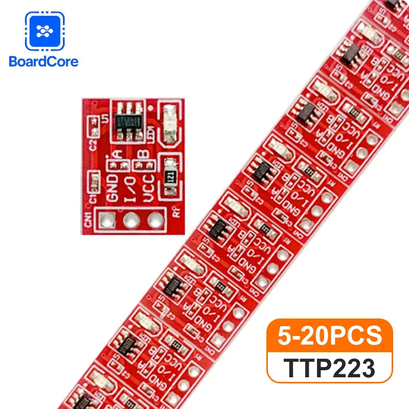 5-20PCS TTP223 Touch Sensor Module 2.5V-5.5V Single Channel Capacitive Switch Sensor with Self-Lock/Momentary Mode for Arduino
