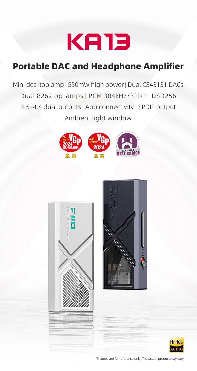 FiiO KA13 Dual CS43131 Portable DAC Amplifier for IOS/Android 3.5mm and 4.4mm Balanced Output, 550mW high Power