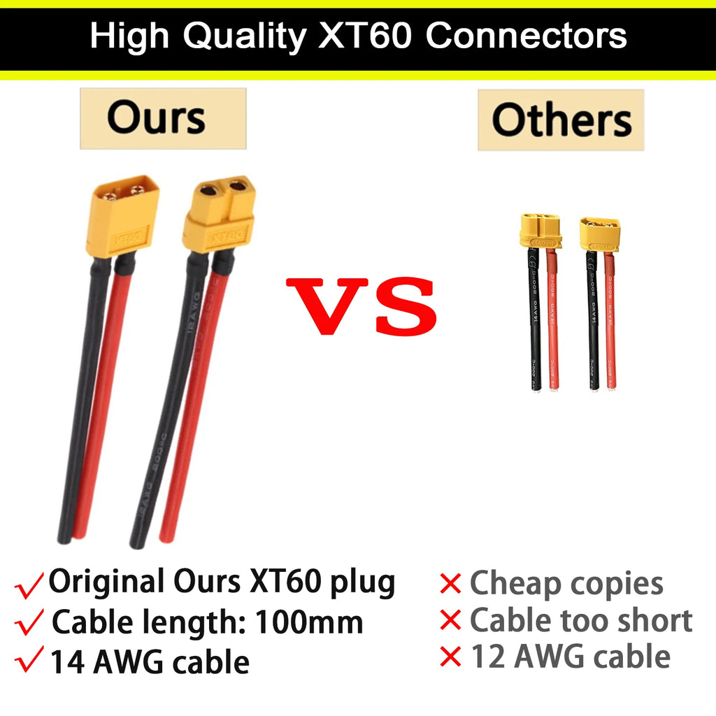 XT60 Male Female Connector Plug with 14 AWG Soft Silicon Wire 100mm Extension Cord for RC Lipo Battery FPV Drone Expand 4-6pair