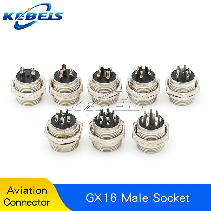 2Set GX12 GX16 GX20 2/3/4/5/6/7/8/9/10 Pin Male Female Butting Wire Cable Circular Aviation Socket Plug Panel Connector
