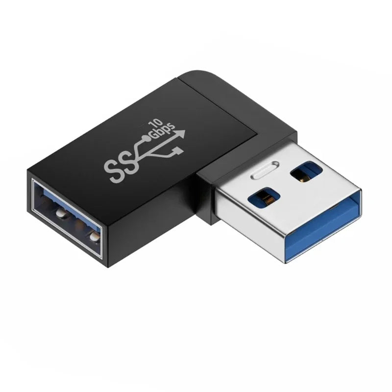 USB 3.0 Male to Female 90 Degree Right Angle Extension Adapter USB Upward Elbow Adapter 10Gbps for Laptop PC Connector Converte