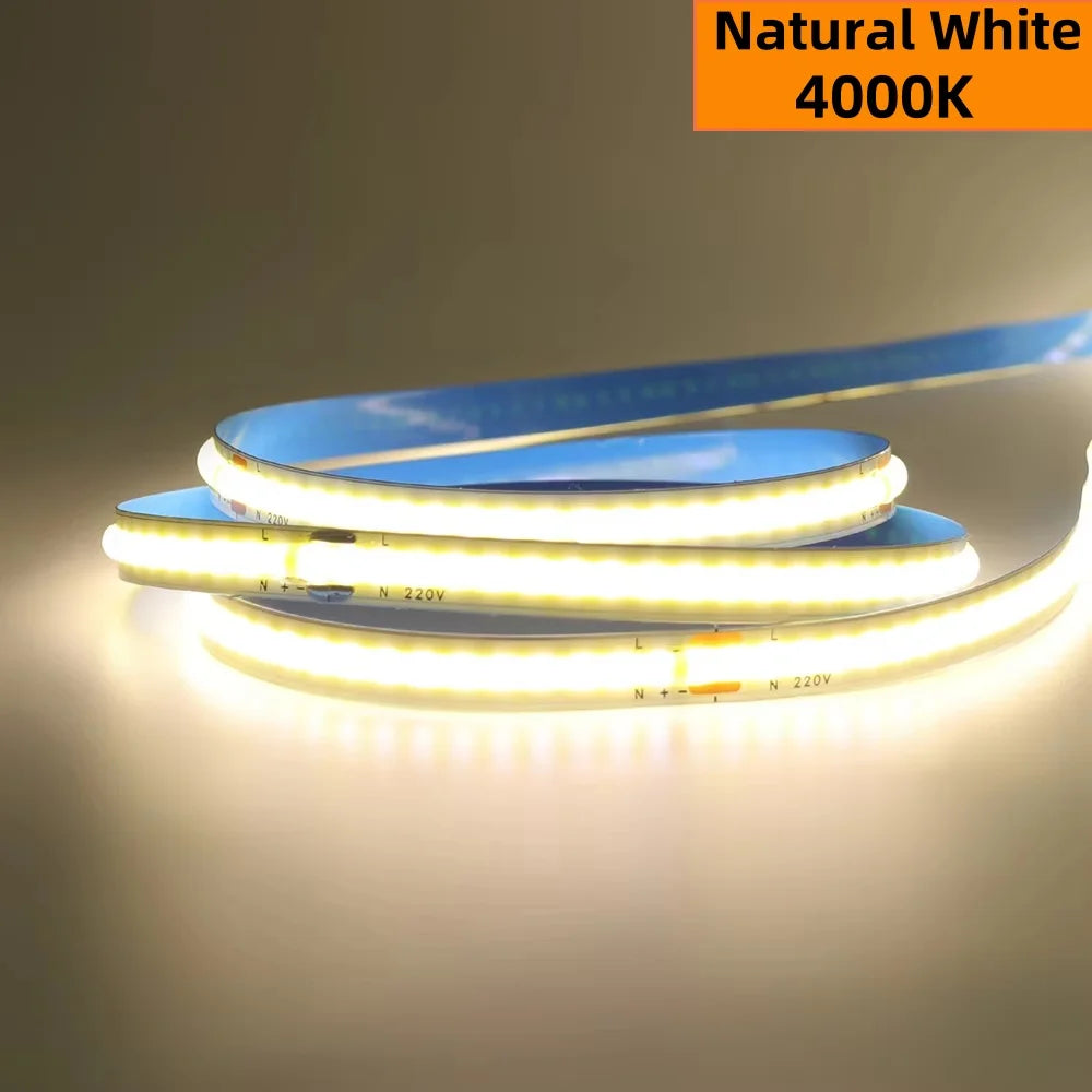 Linear regulável 24v 12v cob luzes de tira led 8mm 320leds/m fita flexível led para decoração do quarto 3000k 4000k 6000k 1m 5m