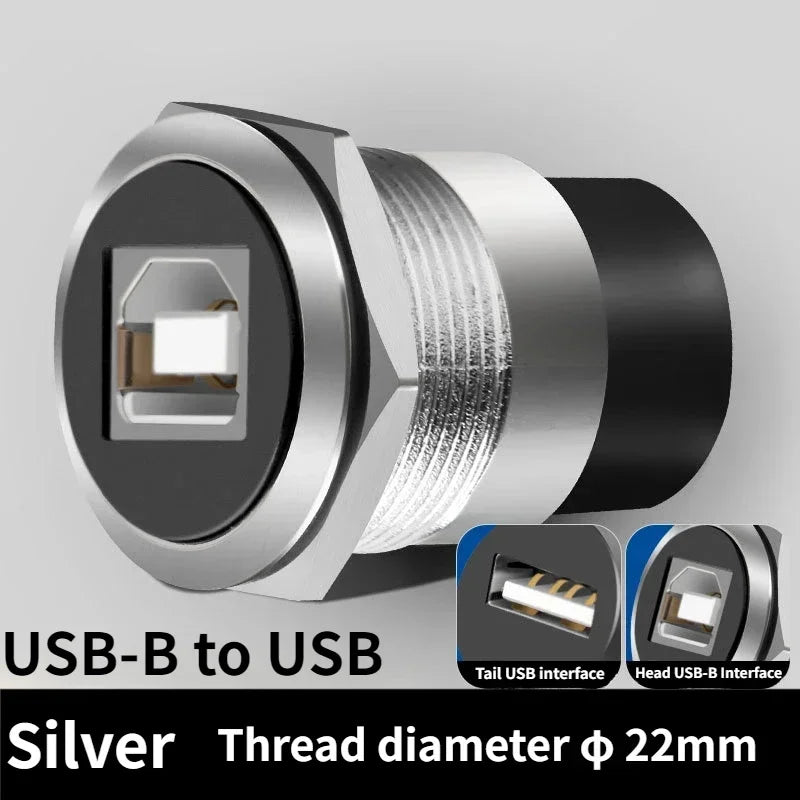 1PCS 22mmc Metal Round D-type Module B-USB USB-B B-A Printing Adapter Cabinet Fast