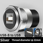 1PCS 22mmc Metal Round D-type Module B-USB USB-B B-A Printing Adapter Cabinet Fast