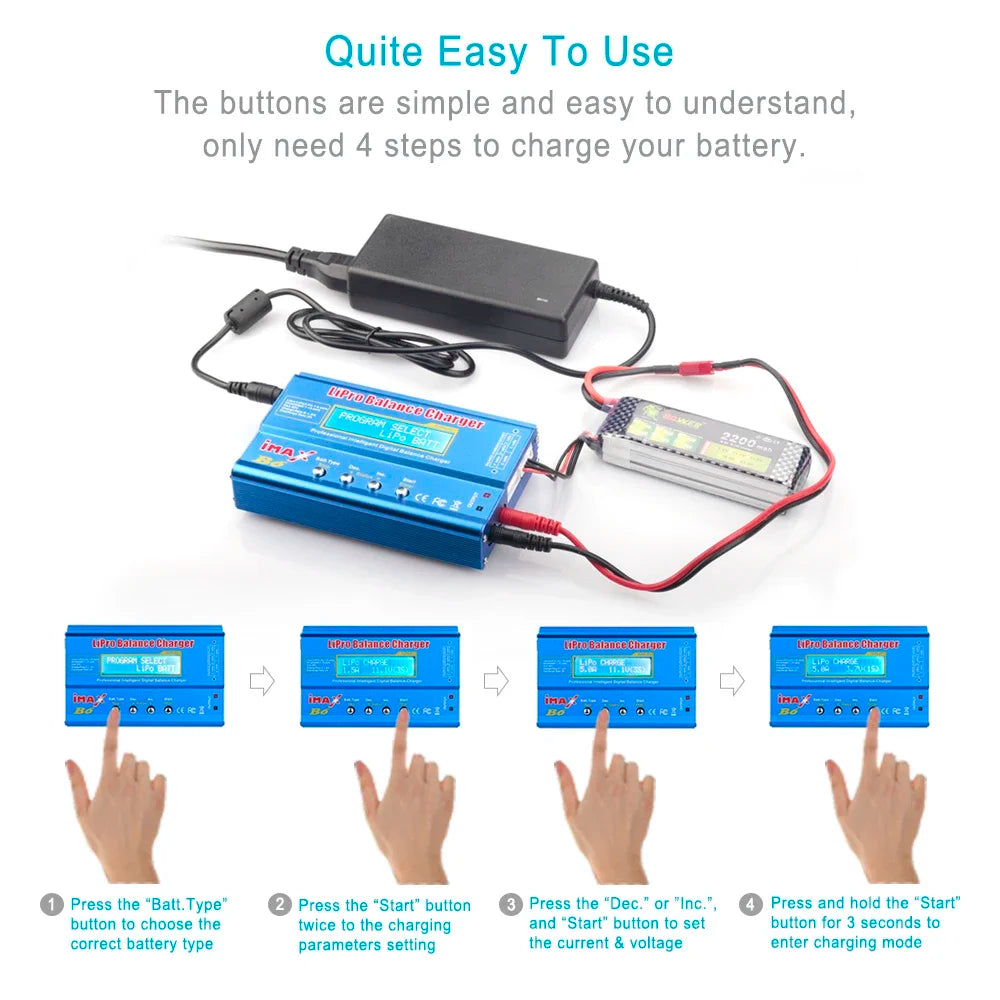 IMAX B6 Digital Battery Pack Charger, an 80W Digital Balance Charger for Aircraft Models, with a Discharge Power of 5W Suitable