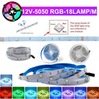 30M 12V WiFi Bluetooth RGB LED Strip Lights 5050 with Ac100-240V Adapter APP Control Music Sync Remote for Bedroom Kitchen Party