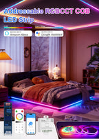 WS2811 Dual IC RGBCCT COB LED Strip Light High Density Chasing Running Addressable RGB LED Tape Support 3000K-6000K CCT Dimmable