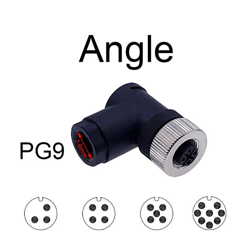 1Pc M12 Sensor Connector Waterproof Straight Angle Male Female Screw Threaded Plug Coupling 3 4 5 8 Pin