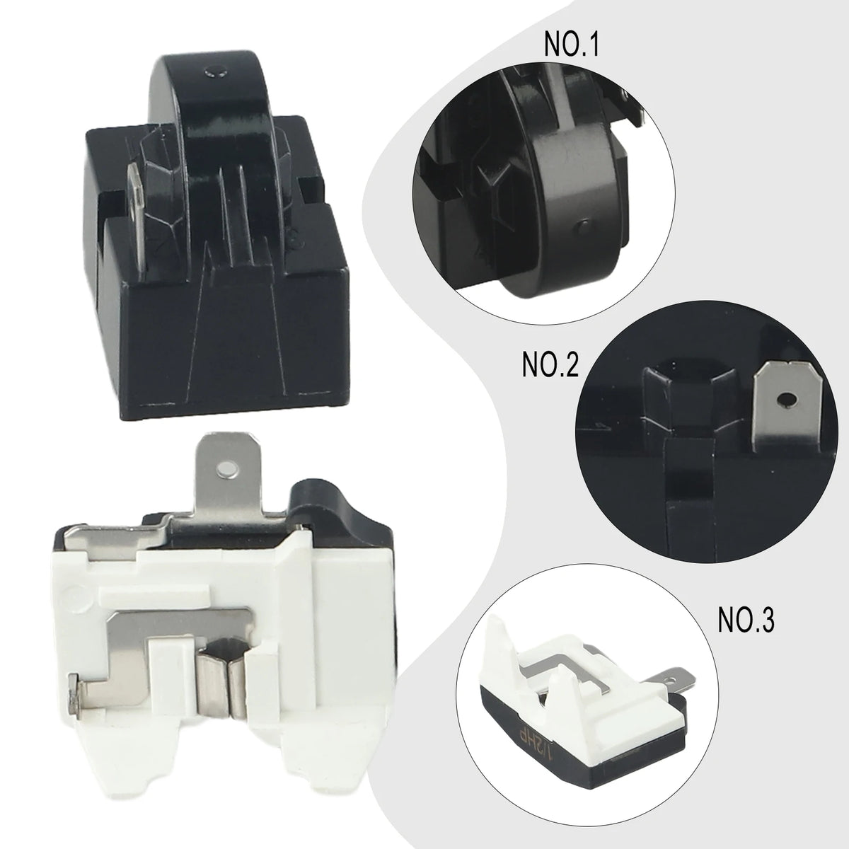 Starting Relay Refrigerator PTC Starter Relay Replacement 1/2/3/4Pins 12ohm Compressor Overload Protector