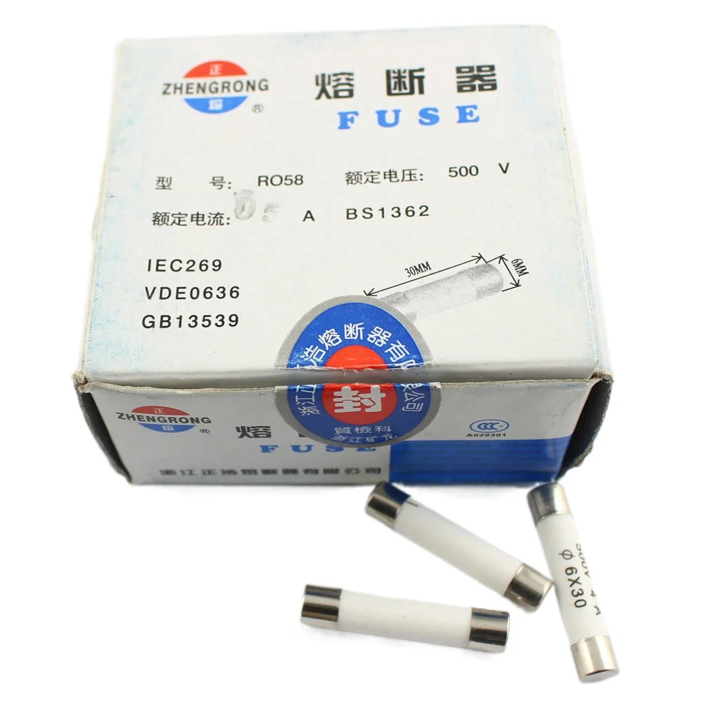 5pcs Ceramic Fuse Cartridge RO58 6x30mm 500V F 0.5A 1A 2A 3A 4A 5A 6A 8A 10A 13A 15A 16A 20A 25A 30A Fast Blow BS1362 6*30mm