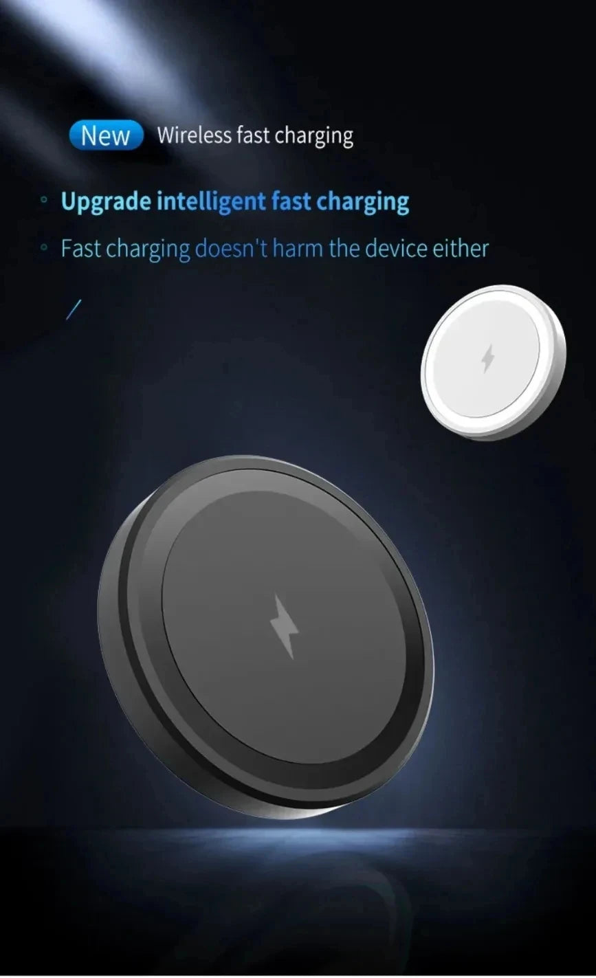 15W Ultra Thin Wireless Charger, Fast Qi Charging Pad with Compact 6cm Size, Lightweight Portable Design for Desk Bedroom Trave