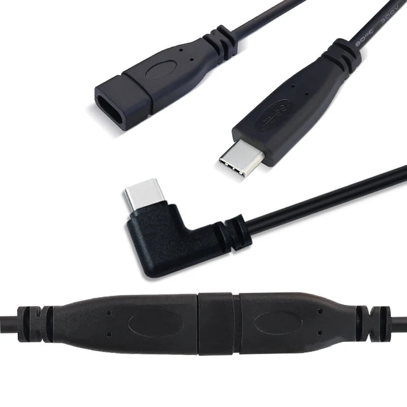 DIY Repair Welding Cable 2 Wire 4 Wires Type C USB 2.0 Elbow Head Male Female Jack 4pin/2pin Type-C Male Extension Cable 0.25M
