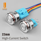 LANBOO 22B2 Economy Metal Pushbutton Switch / 1NO1NC / Momentary or Latching Available. Ring/Power Supply Button