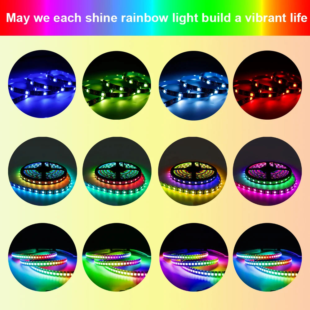 WS2812B Individually Addressable Led Strip light WS2812 5050 RGB Smart Pixels Led Light 30/60/74/96/144leds/m IP30/65/67 DC5V