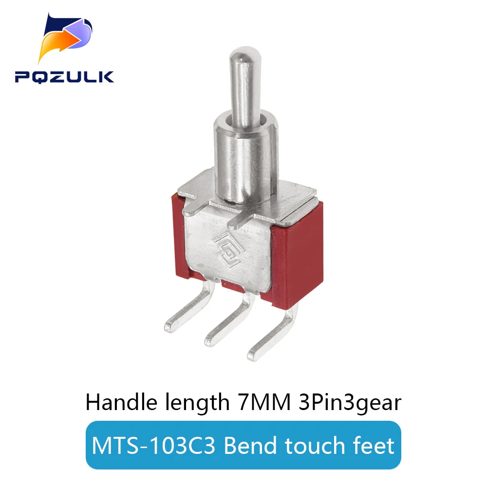Vertical Right Angle 2/3/10A 125/250V AV 3/6Pins 2/3Position SPDT PCB Mount Toggle Switch ON-OFF-ON Rocker Switche ON-ON