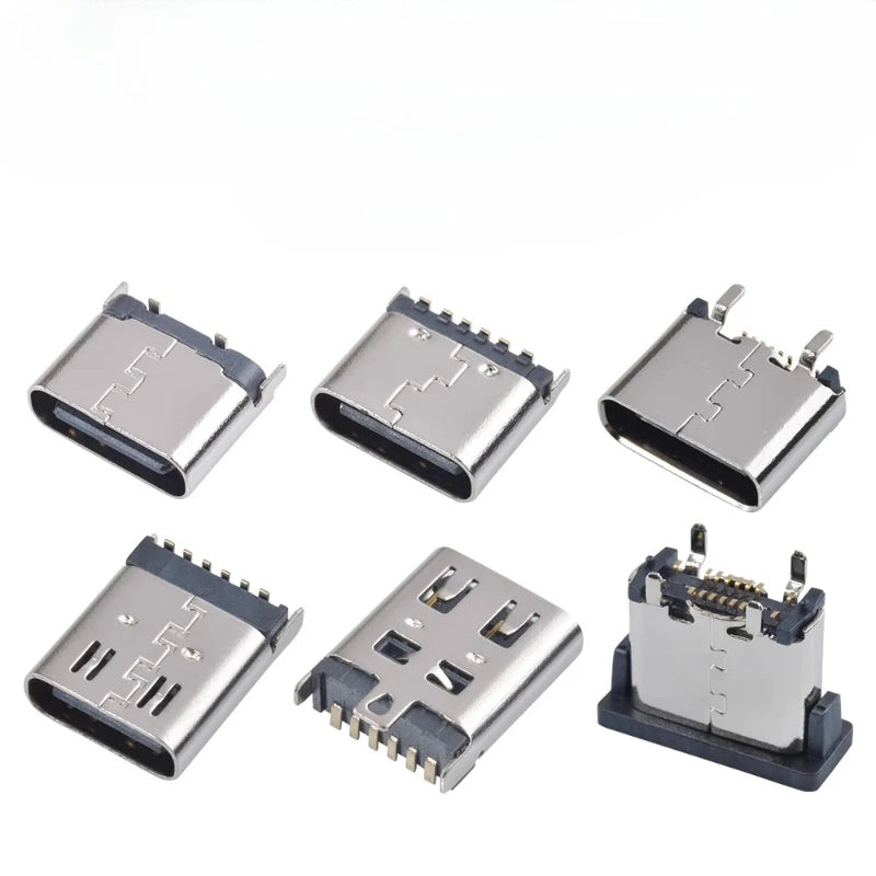 10Pcs USB Connector Type C Female Charging Port Jack 2/4/6/16 Pin Type-C Socket PCB Soldering SMD SMT DIY Repair Type C Adapter
